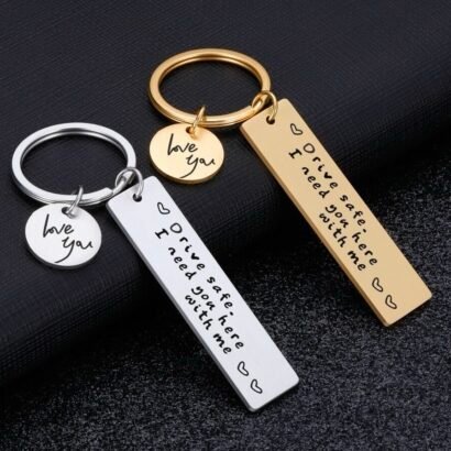 Drive Safe Engraved Metal Keychain